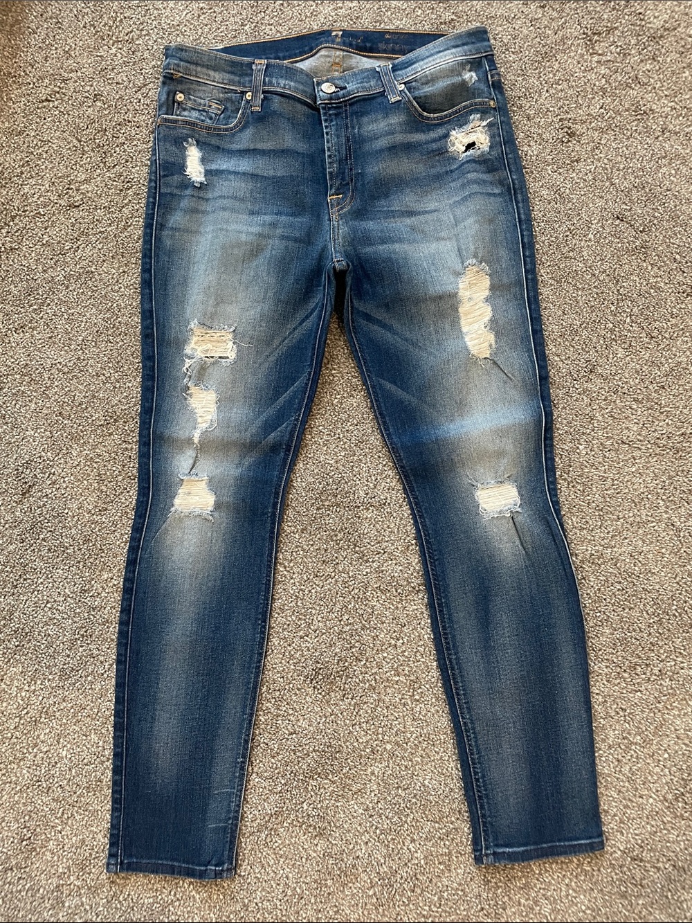 For All Mankind 7 distressed skinny ankle jean
